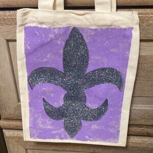 8x9 canvas book tote fleurdelis